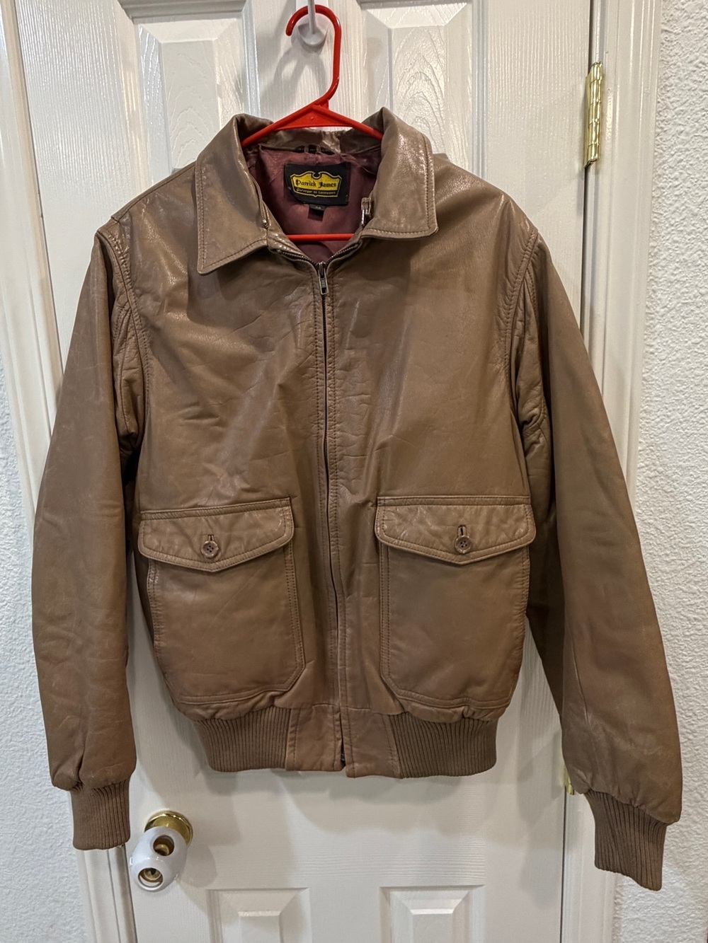 Men's 70’s/80’s Vintage Brown Leather Bomber‎ Jacket by Patrick James
